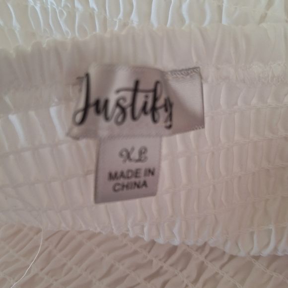 J For Justify Womens Dress White Strapless Smocked Tiered Ruffle Stiff Bodice XL - Picture 2 of 10